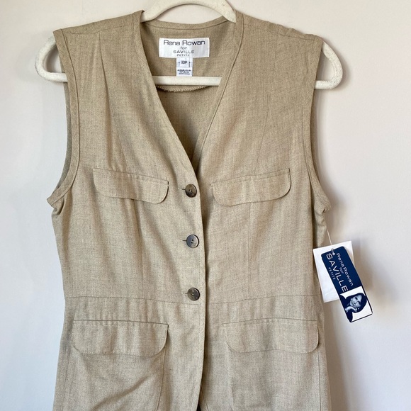 Rena Rowan Saville Petite Jute Key Largo Safari Beige Vest Size 10P - Picture 5 of 17
